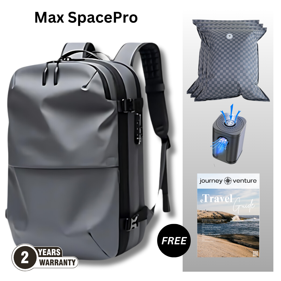 Max SpacePro Backpack Air Pump 3pcs Vacuum Bag e Travel Guide